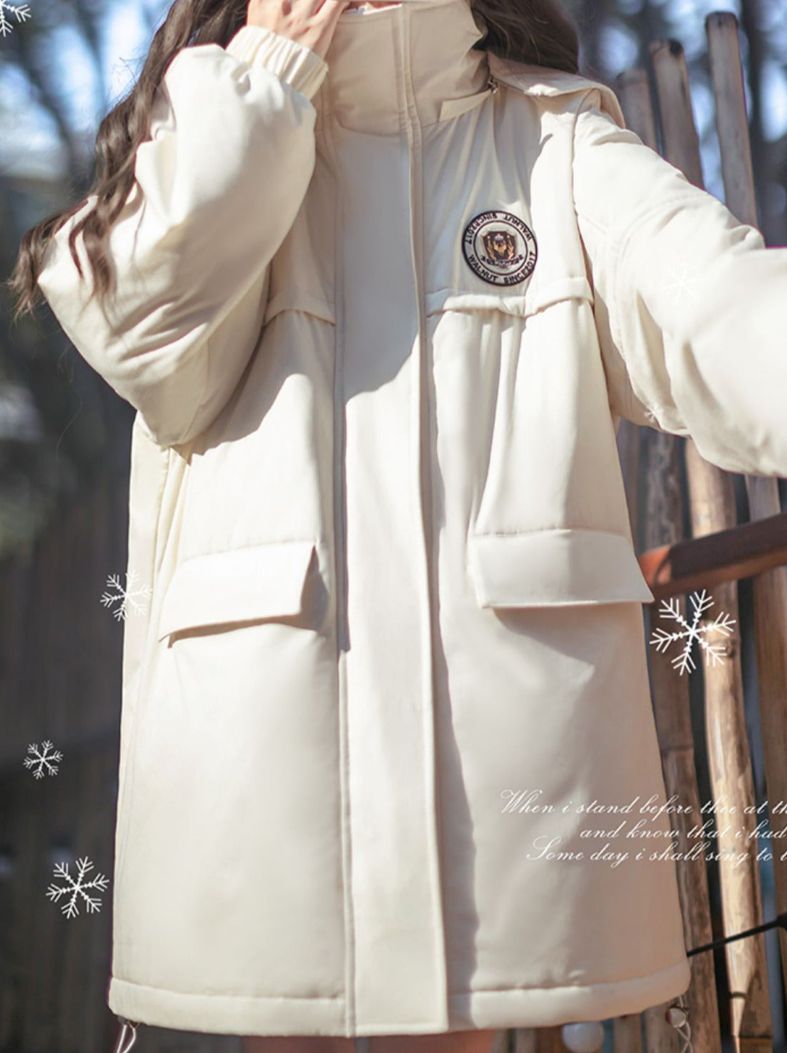 College Hoodie Style Jacket White Penguin Down