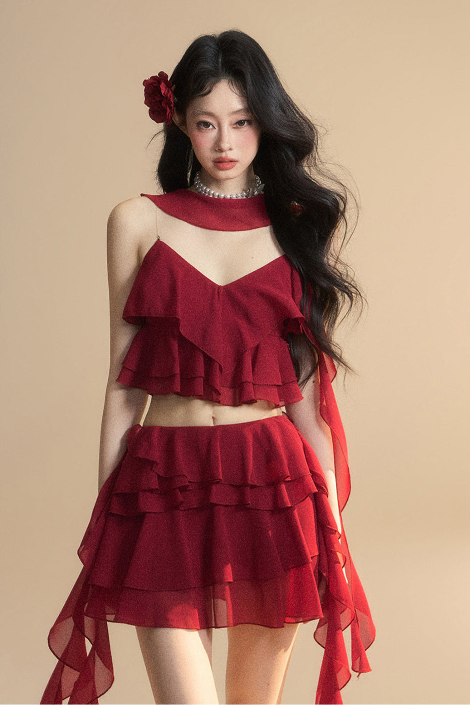 スカート+ショートキャミソール アニメ シフォン