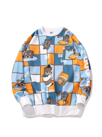 Sweatshirt mit Bären-Hop-Print und Hip-Plus-Print aus Samt