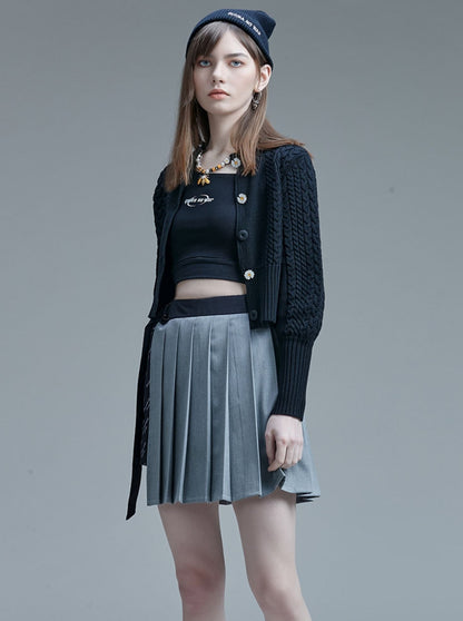 プリーツロゴアシンメトリースカート