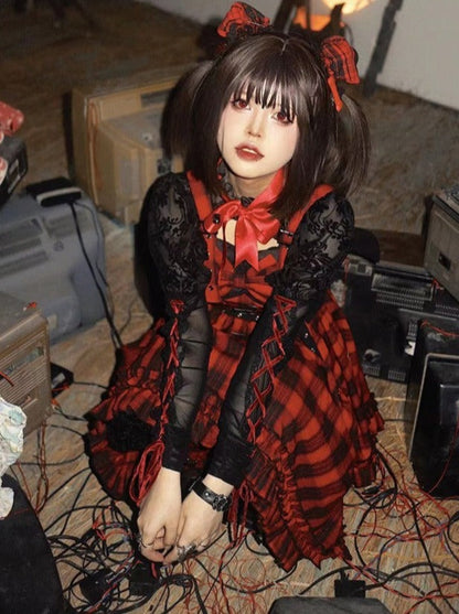 Covers Dark Leg Skirt Check Asymmetrical Rock Suspended