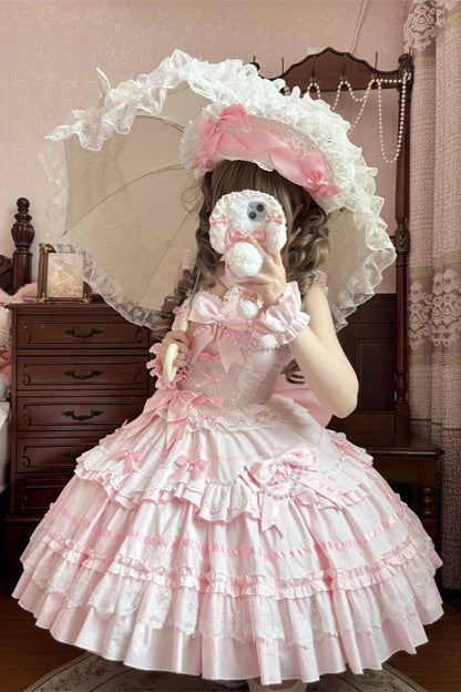 ボンネットパールアンティークプリンセスドレスヘッドドレスドール+