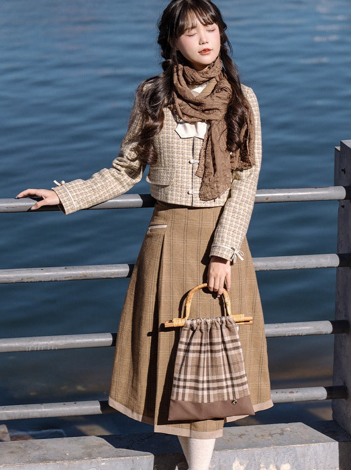 Retro Check + Blouse Flared Jacket + Girl Skirt