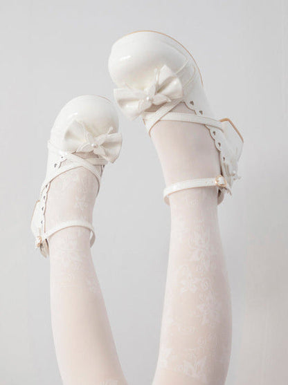 Shoes Mid Round Elegant Lolita Toe Heel Ribbon Sweet