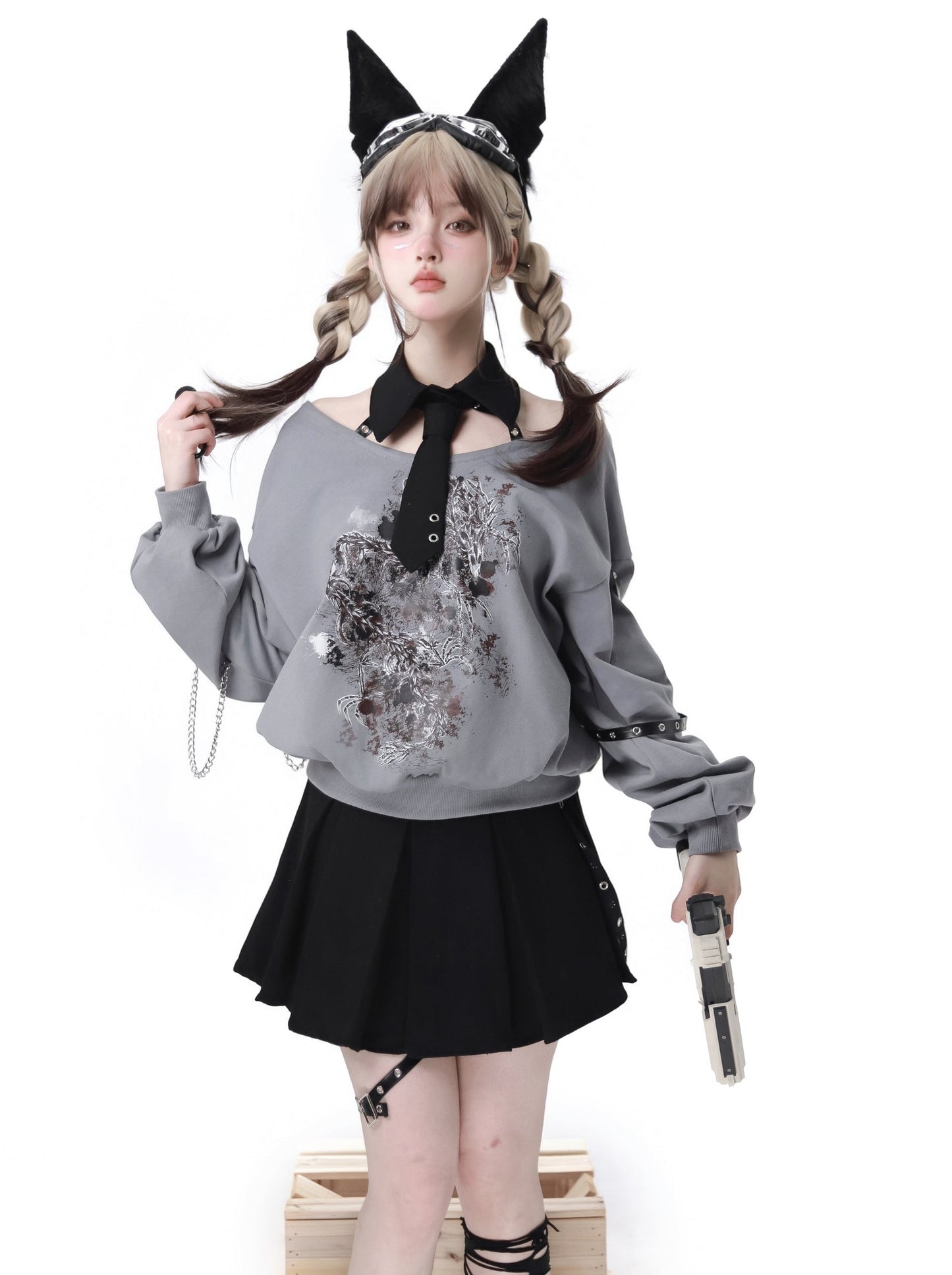 スリーププレス ドラゴン トップス + プリーツスカート