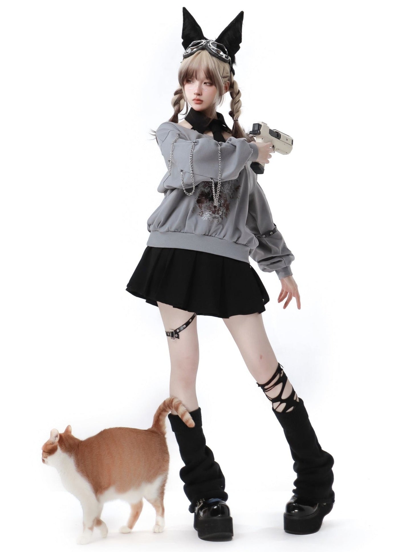 スリーププレス ドラゴン トップス + プリーツスカート