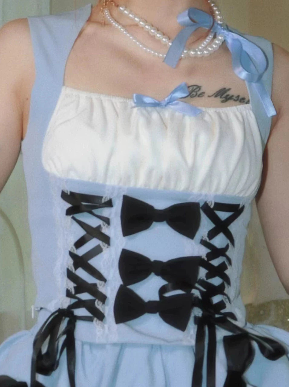 Skirt Subculture Lace Up Cake Top Strap Princess Set + Vest