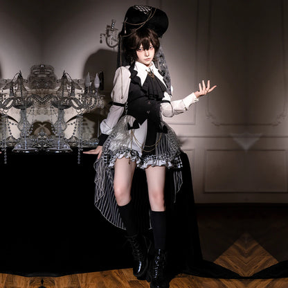 Neo-Ludwig Decisive Chess Pieces black and white Gothic Lolita outfit with shirt and vest