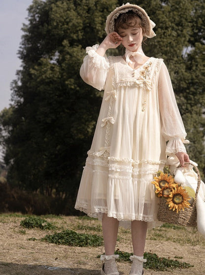 Sunflower Pure Dress White Sweet Lolita