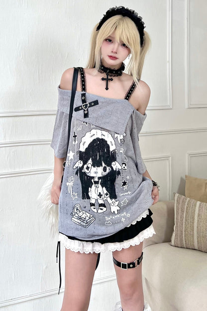 Süßes Top Print Smock Anime