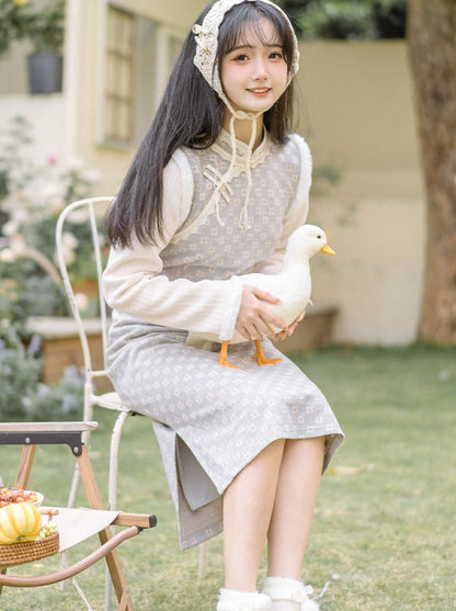 China Dress Sweet Retro Pastel Flower