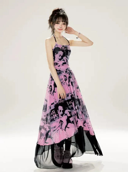 Camisole Pictorial Tulle Long Neckholder + Neck Sweet Rock