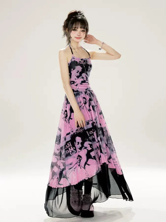 Camisole Pictorial Tulle Long Neckholder + Neck Sweet Rock