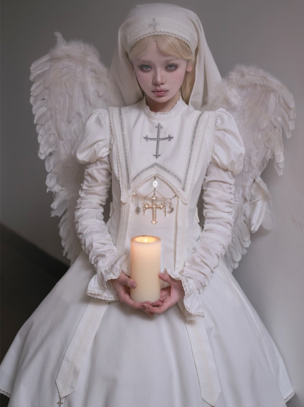 White Cross Moon Lolita Pure Dress