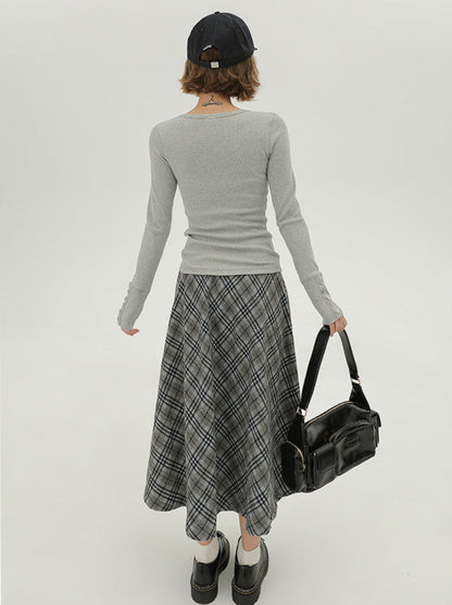 V-Ausschnitt Retro T American Long