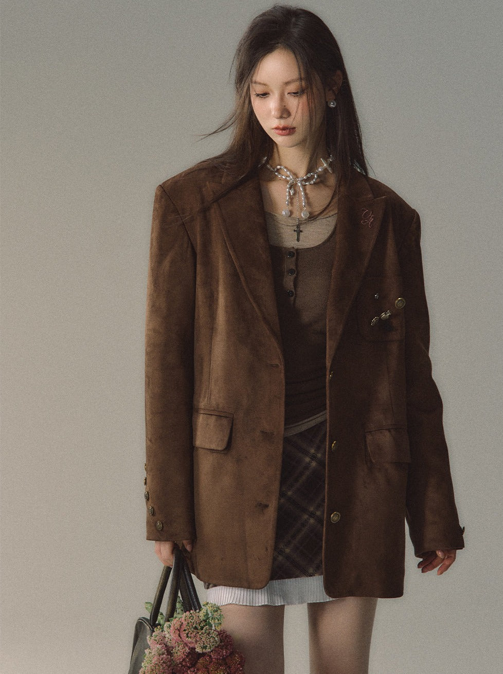 Velvet Suit Plus Imitation Suede Jacket