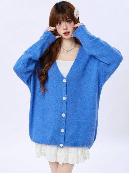 American Cardigan Sweater Blue Klein Knit