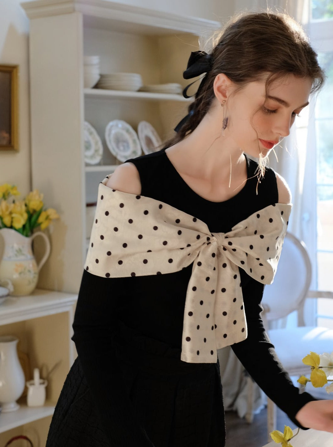 ロングスカート ブラウンボブトップ ドットクイーン+シュガー