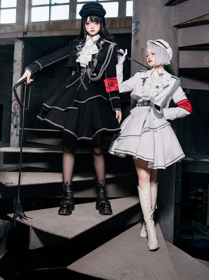 Armeerock Dunkel Asymmetrisch Militär + Uniform + Hemd Mantel