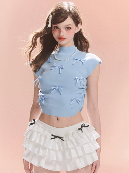 Kurzer Kragen Süßes Band Top Little