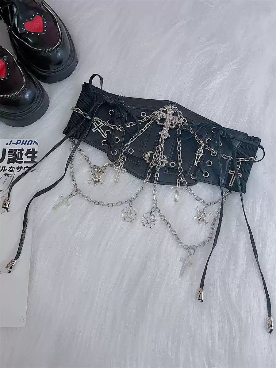 Steampunk Y2K Dark Skeleton Belt
