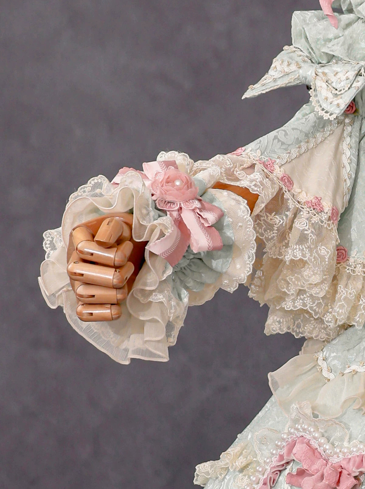 Antique Cake Mint Moonlight arm sleeve with lace and bows by BR Thorn Rose