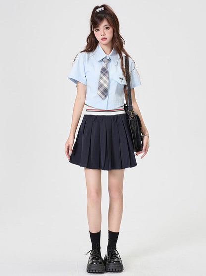 シャツ アメリカンスタイル カレッジセット + ネクタイ ショートパンツ