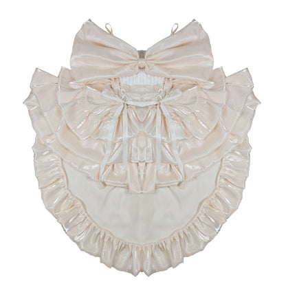 Plus Size French Girl Maxi Dress Heavy-Detail Bow Fairycore Style