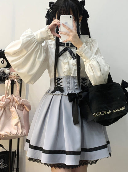 レースアップウエストフリルチュカート