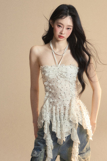 top Y2K lace One-shoulder