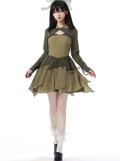 American Halter Retro Denim Green Short Jacket