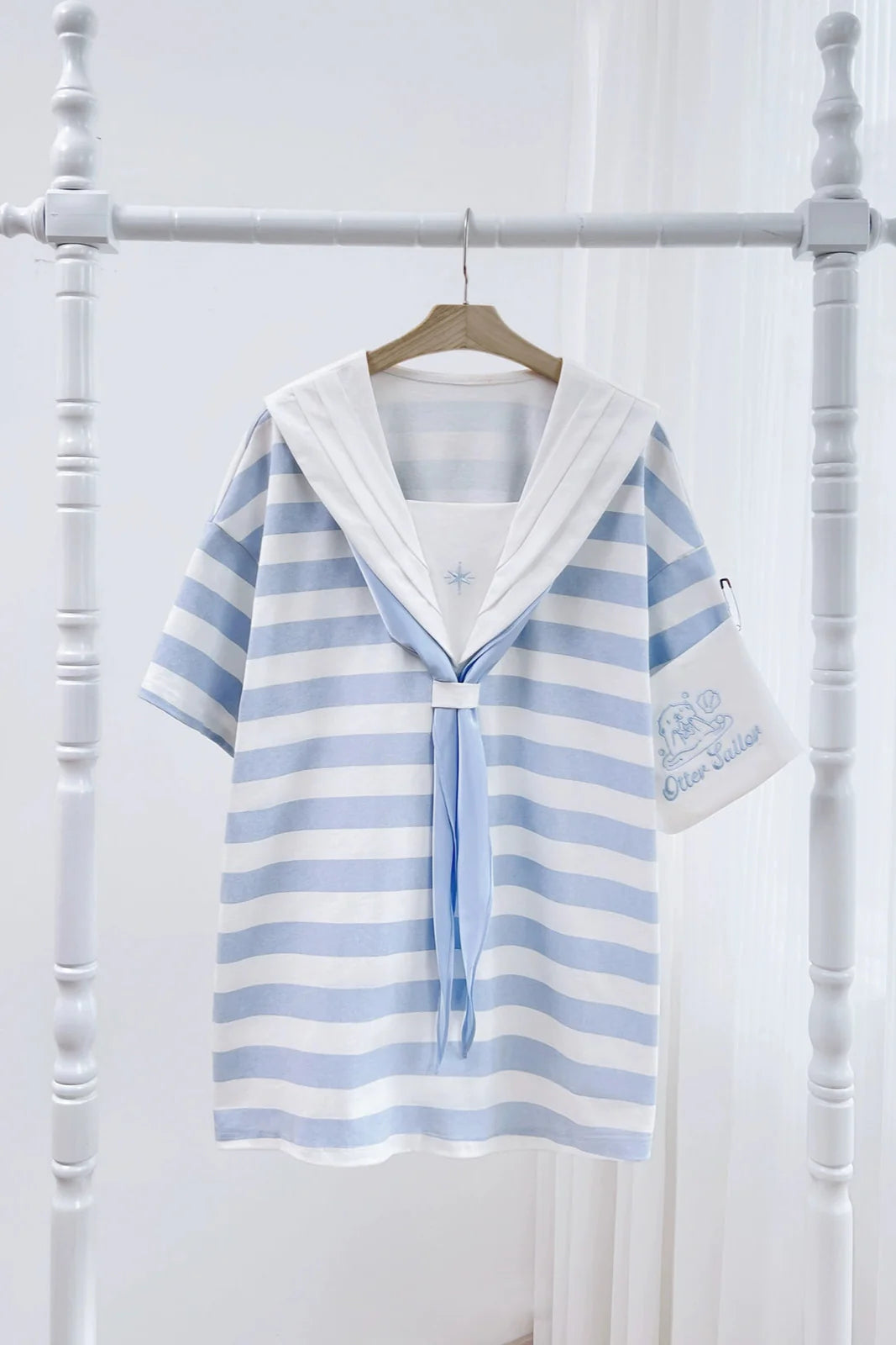 Sailor Neighborhood👼 Reserved Pants Subculture Tops Striped Collar Half Angel + Item