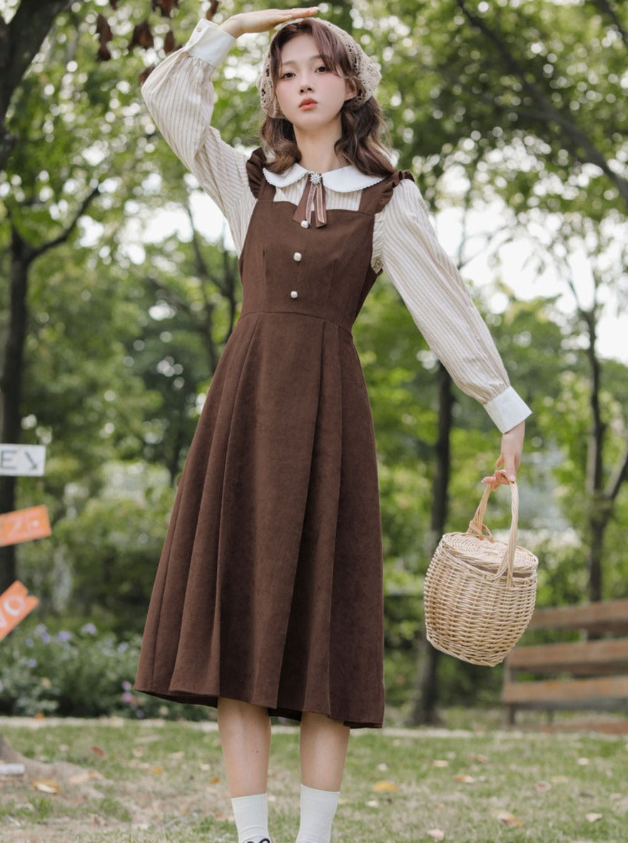 Stil College Stück Hosenträger Hemd Zwei Kleid Amerikanischen