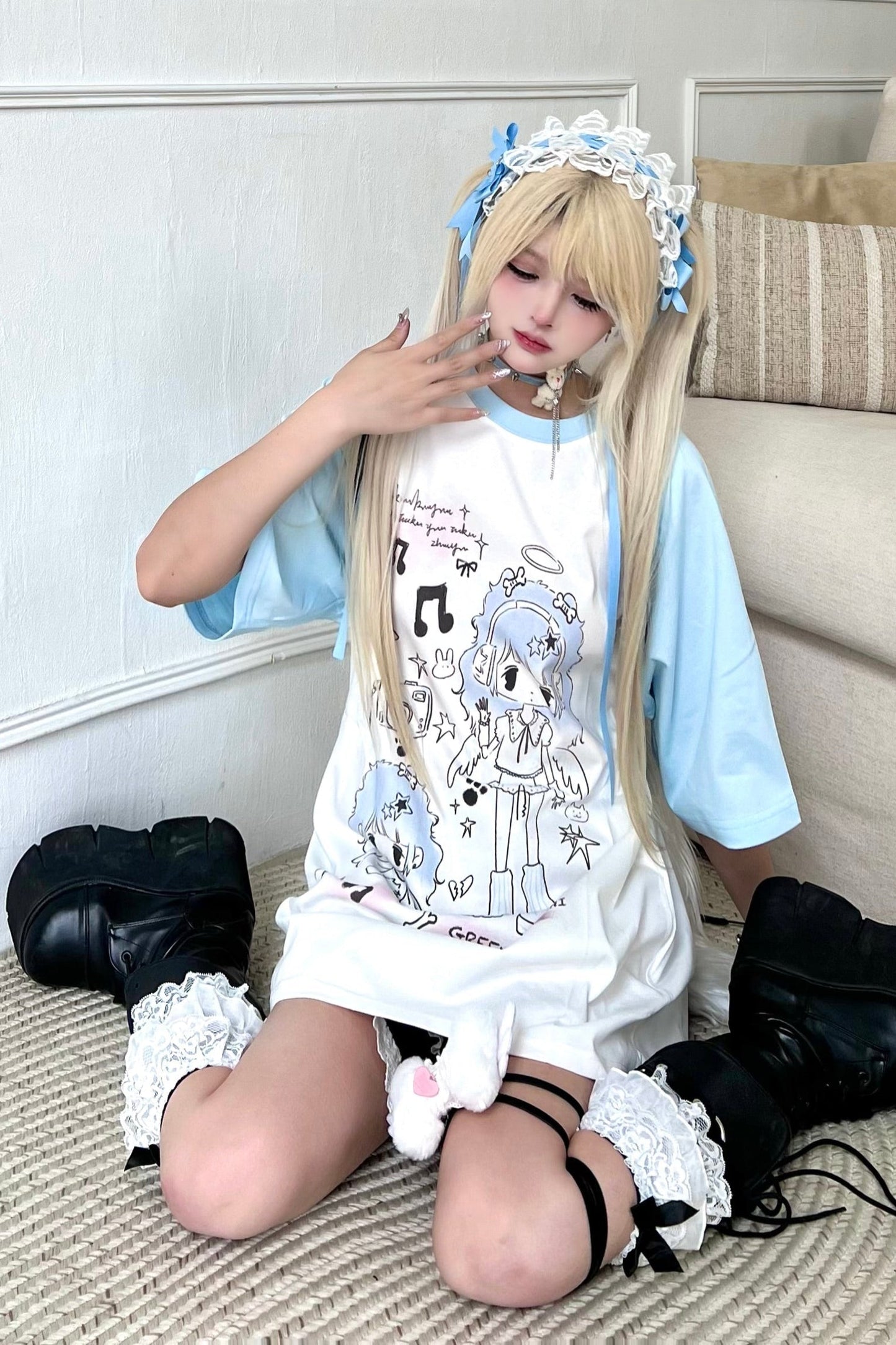 エンジェルネイバーフッド👼バイカラートップスオーバールーズ