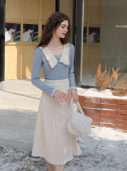 Clear Sky French Retro Blue Top