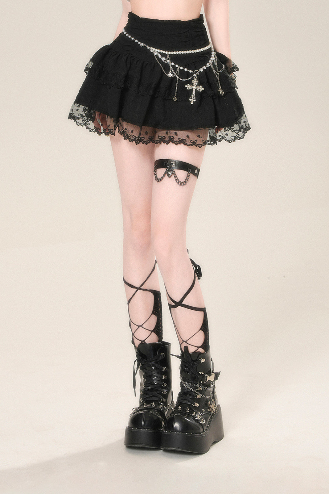 メッシュスカート ウエストAラインハイ