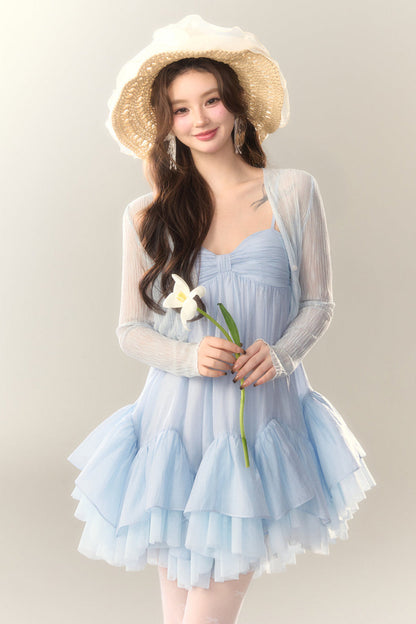 Perlensaum-Sohlenkleid Sweet Cami Salt Sea