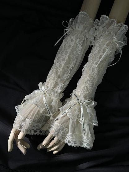 Beige Long Arm Sleeves from Unideer's Butterfly Orchid Note collection