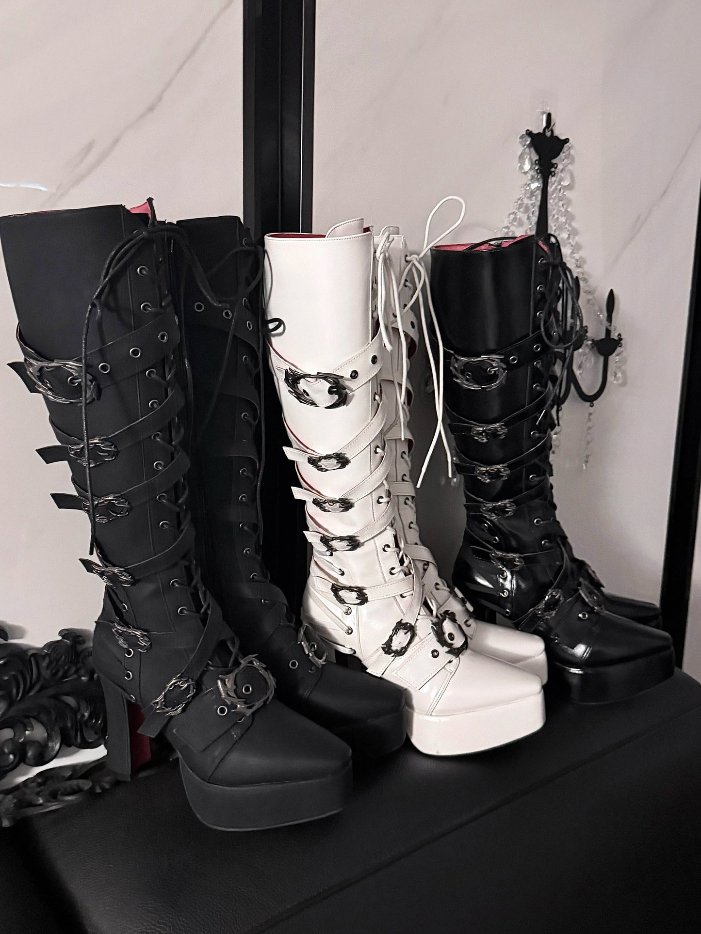 XueHaiJi Gothic Platform Knight Boots — Square Toe Lolita Punk