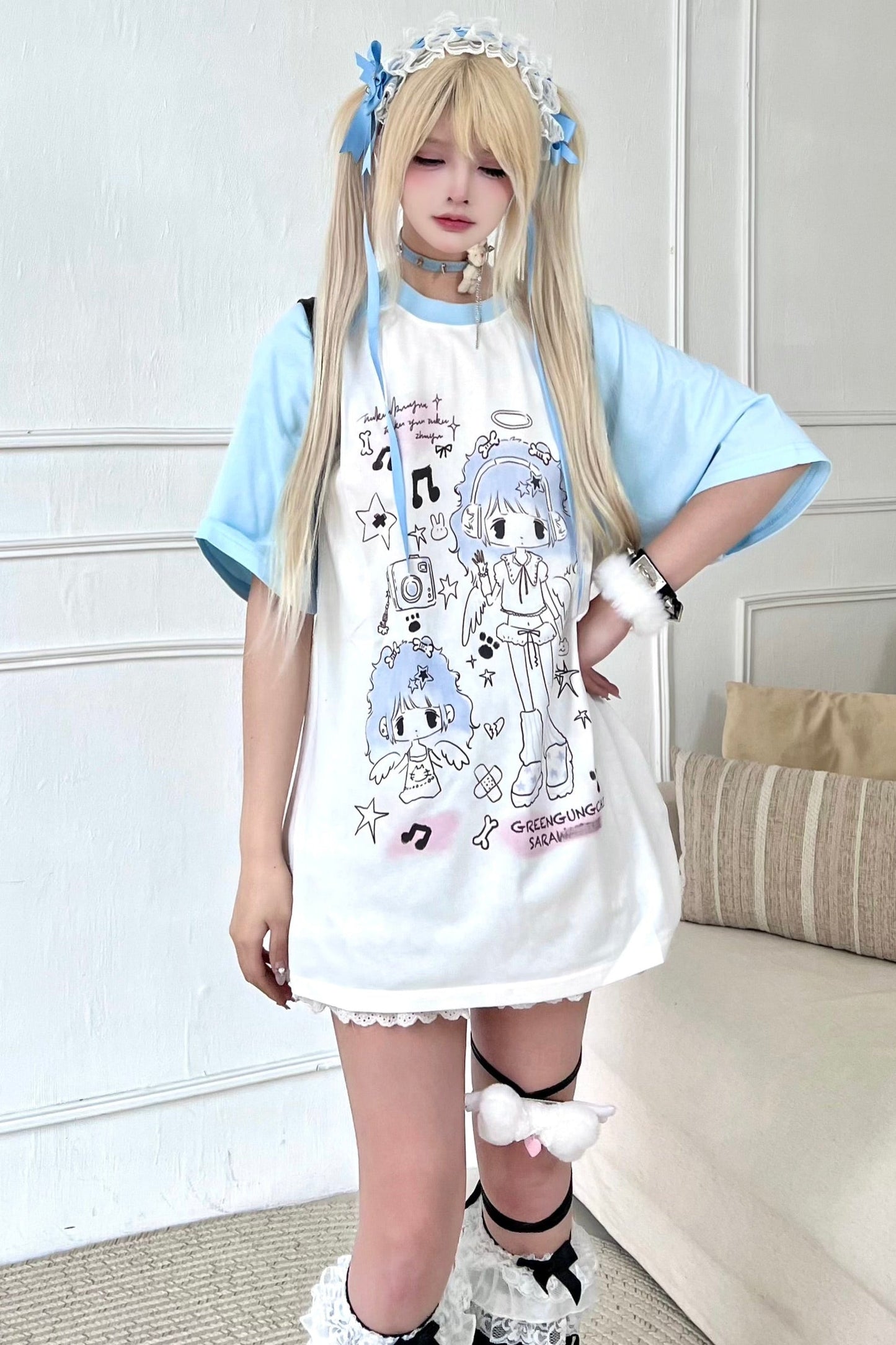 トップス エンジェル ルーズ ネイバーフッド👼バイカラーオーバー