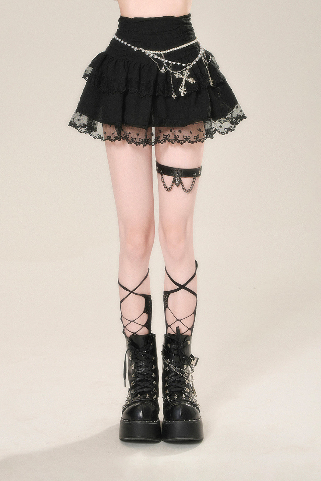 メッシュスカート ウエストAラインハイ