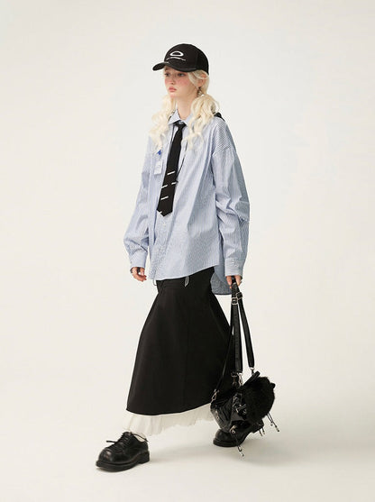 Striped Big Loose Overshirt