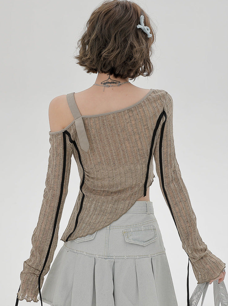 Unregelmäßiges One-Shoulder-Top, transparent, schmal, amerikanisch