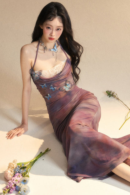 Eng anliegendes One-Shoulder-Spitzenkleid