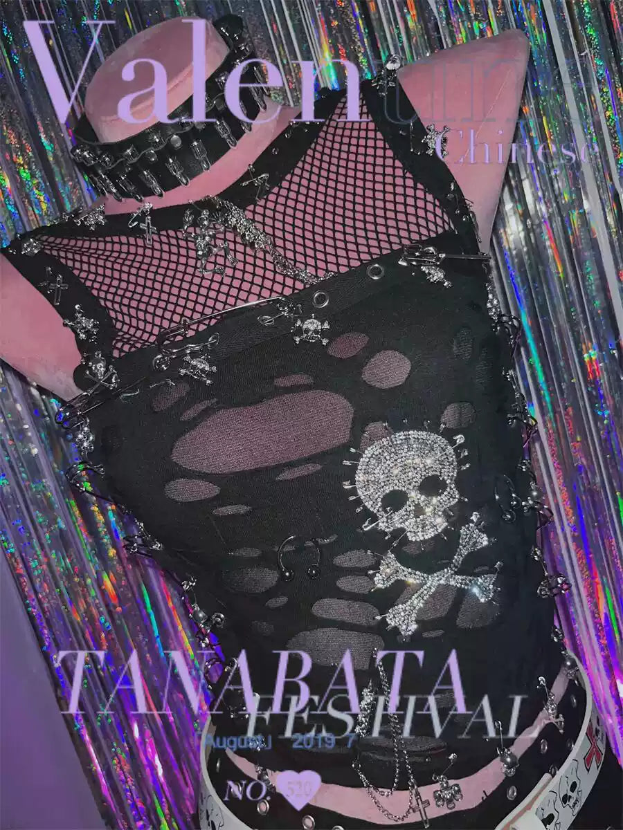 Gothic Lolita Punk Harajuku Bling Trim Crop Tops