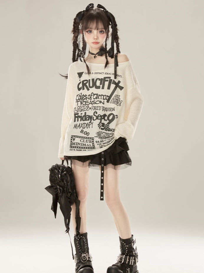 パンクブラックスカートメッシュ