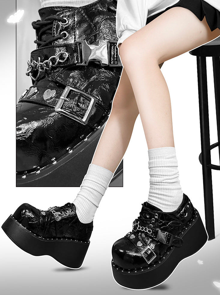 Punk Lolita Plattform Zehen Teufel Schuhe Gothic Runde Falle