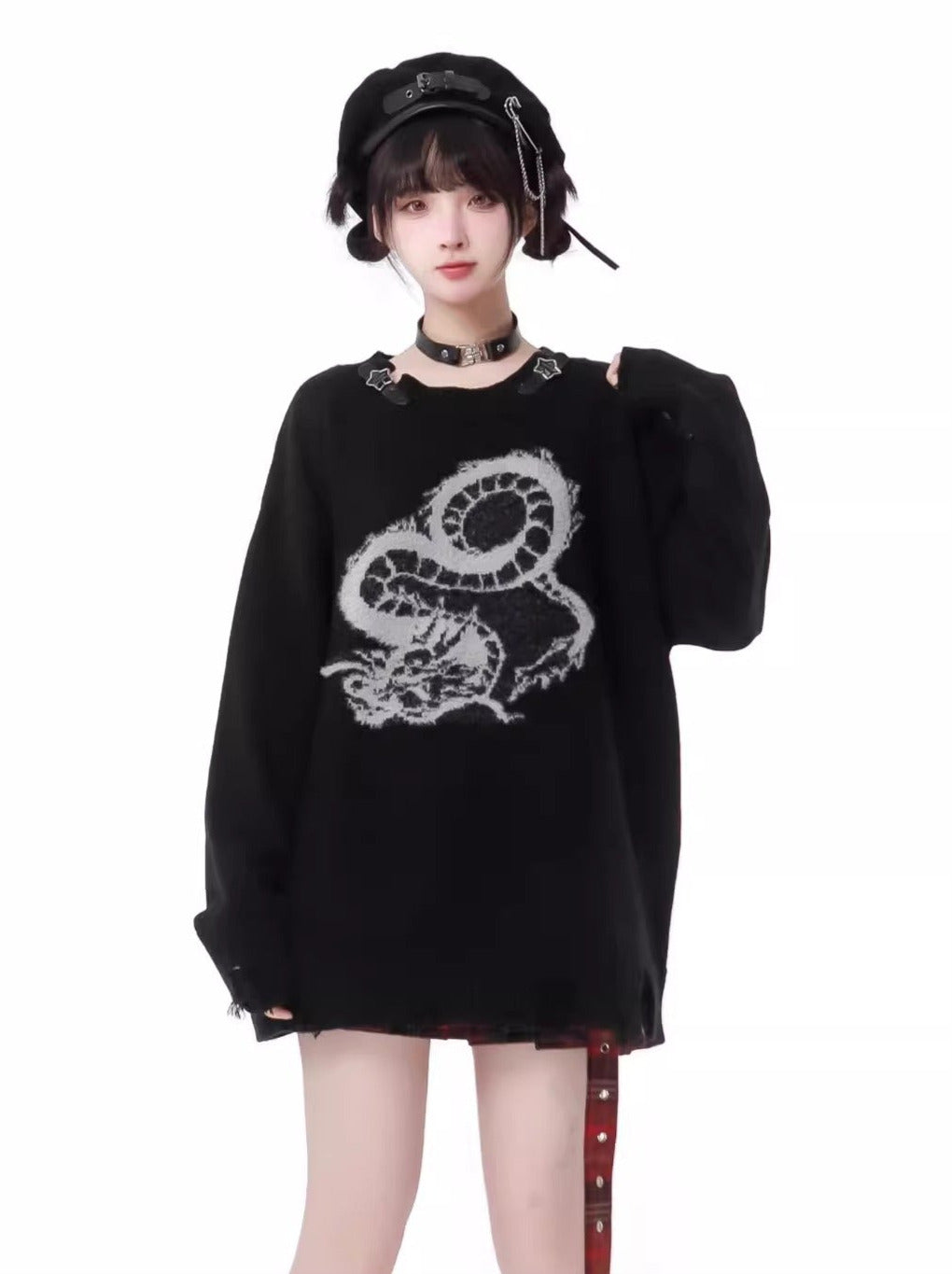 Dragon Check Plus Velvet Leather Jacket Suit