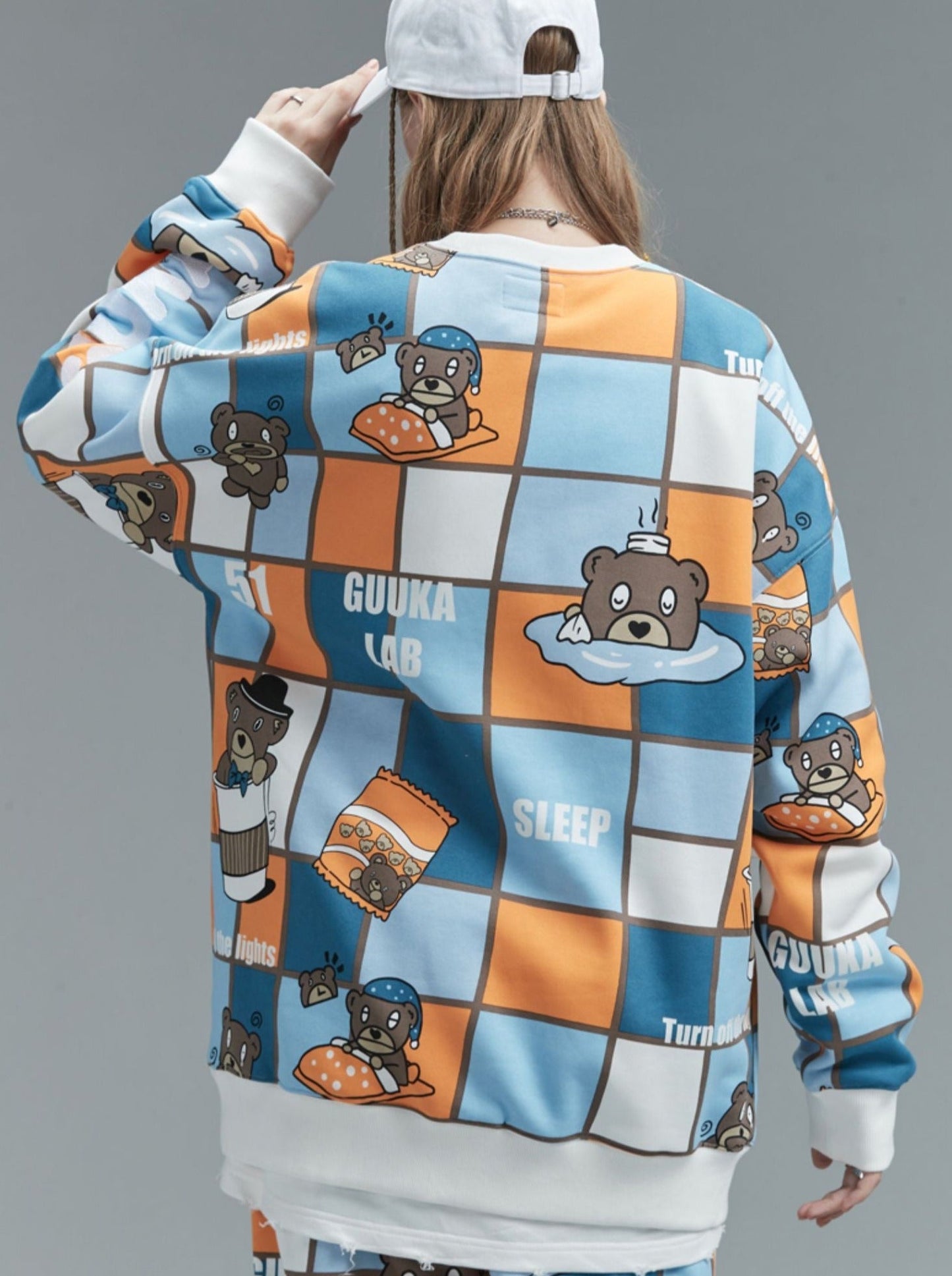 Sweatshirt mit Bären-Hop-Print und Hip-Plus-Print aus Samt