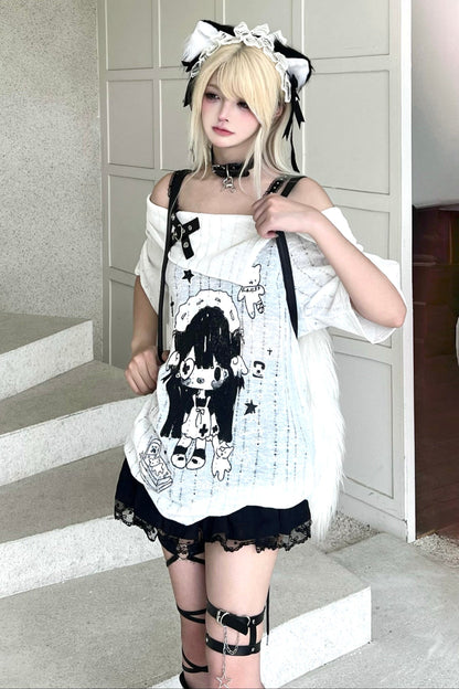 Süßes Top Print Smock Anime